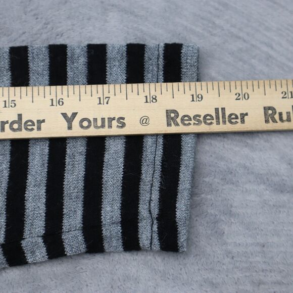 Areve Sweater Womens L Black Gray Cardigan Long Sleeve Stripe Button Knit Lace - Picture 5 of 16